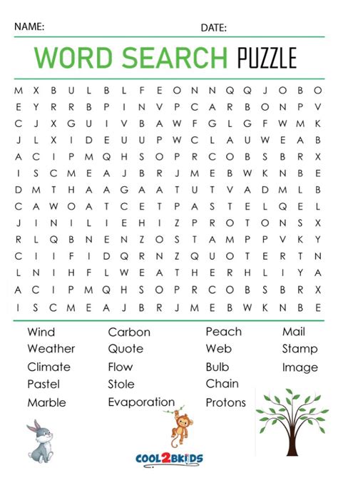 Printable 4th Grade Word Search Cool2bkids 4th Grade Science And
