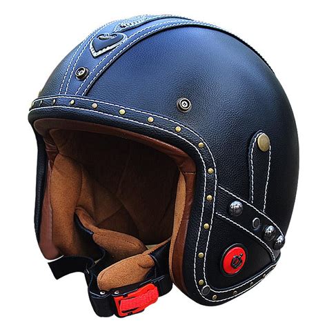 Today's motorcyclists are likely to have one foot in the past and the other treading toward. Genuine Leather Vintage Motorcycle Helmet