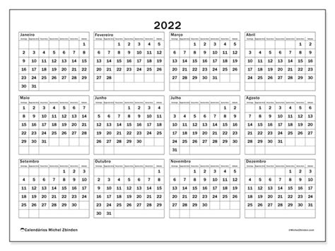 Calendários 2022 “domingo Sábado” Michel Zbinden Pt