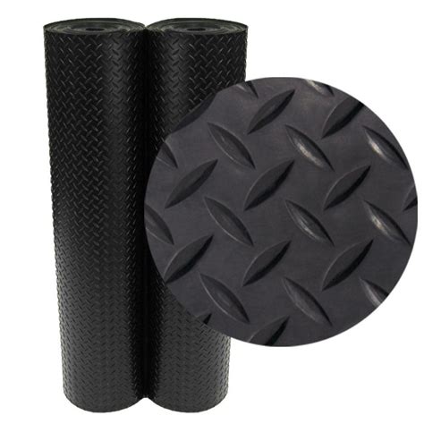 Diamond Plate Rubber Safety Mat 4 X 8 Ft Black Garage Flooring Roll 32