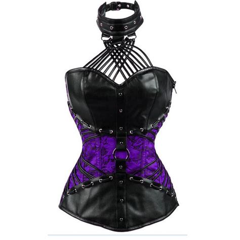 Sexy Womens Plus Size Corsets Leather Halter Gothic Clothing Steampunk