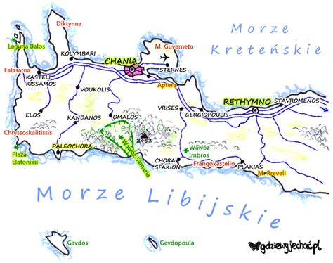 Zachodnia Kreta Mapa Turystyczna Rysunkowa Gdziewyjechac Pl