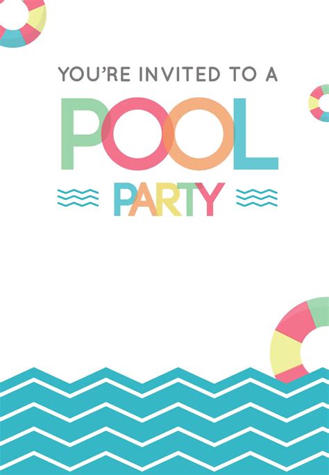 Free Printable Blank Pool Party Invitations