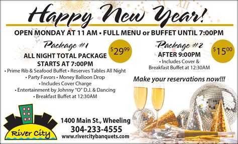 New Years Eve Party River City Restaurant And Banquets