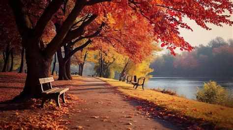 Premium Ai Image Beautiful Autumn Landscape With Colorful Foliage