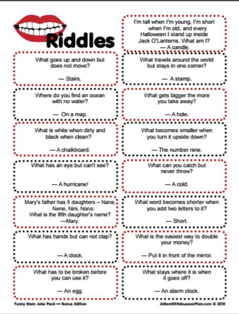 Clever Riddles For Kids With Answers Printable Riddles For The