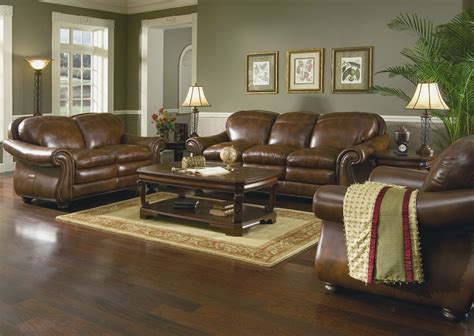 Living Room Decorating Ideas Dark Brown Leather Sofa Gray Patterned