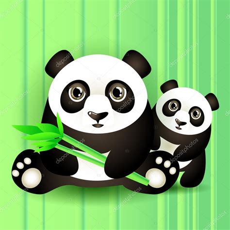 Two Cute Pandas Vector Illustration Stock Vector Image By