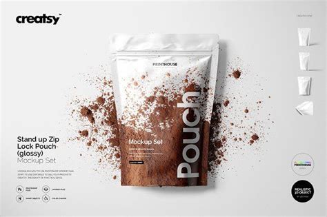 Download Stand Up Pouch (glossy) Mockup Set | Stand up, Mockup ...