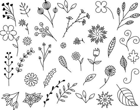 Floral Doodles Vector Pack Hand Drawn Doodle Clipart Etsy Floral