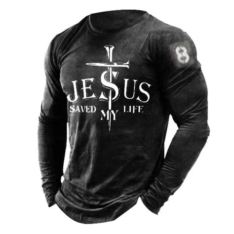 Mens Jesus Saved My Life Retro T Shirts