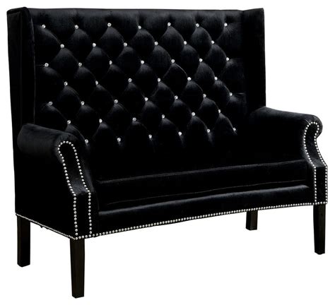 Niall Contemporary Tufted Wingback Love Seat Bench Transitional
