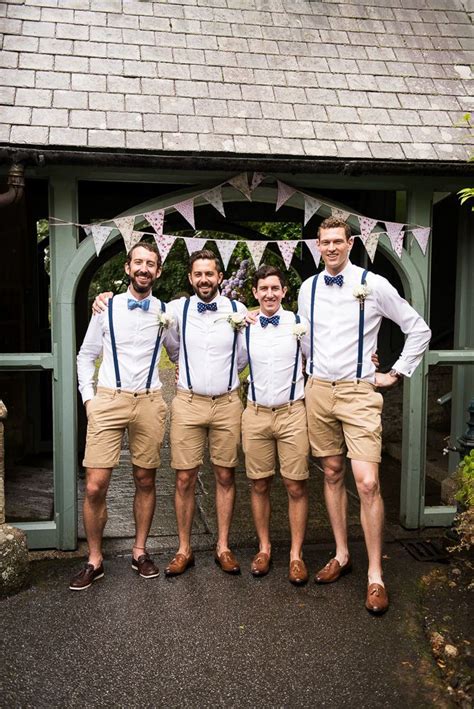 The tailcoat is a more sophisticated choice. Groomsmen in Shorts, Braces & Bow Ties in 2020 | Beach ...