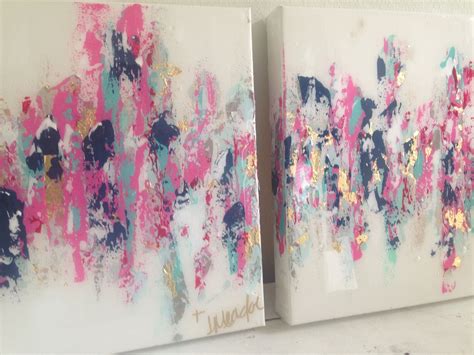 Abstract Art Hot Pink Navy Gold 10x10 Set 150 By