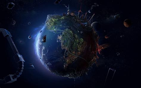 Hd Wallpaper Anime Space Abstract Earth Planet Road Digital Art