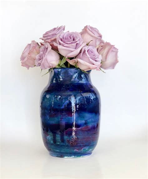 Cobalt Blue Vase Navy Flower Vase Blue Modern Vase Dark Blue Vase Blue Vases Wabi Sabi Vase