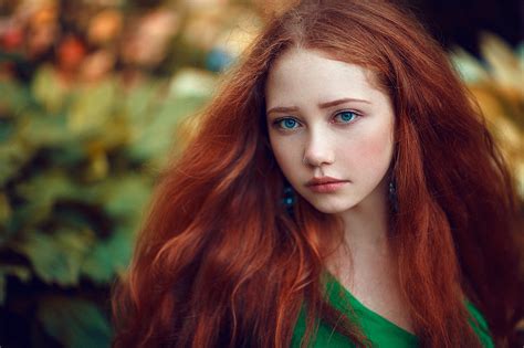Face Women Outdoors Women Redhead Model Portrait Depth Of Field Long Hair Blue Eyes
