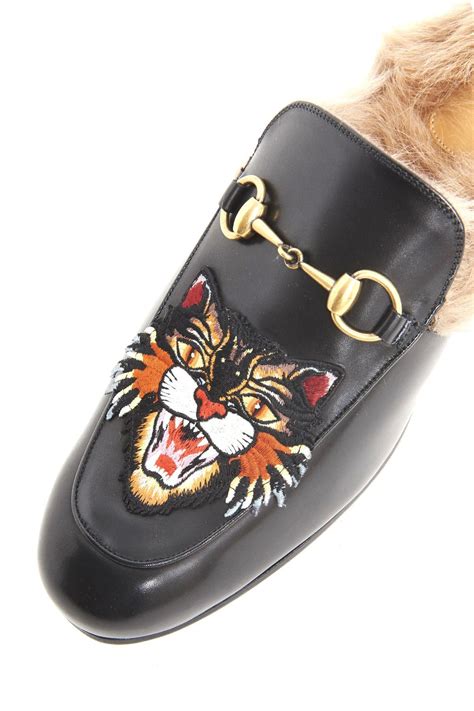 Gucci Leather Princetown Slipper With Tiger In Black For Men Lyst