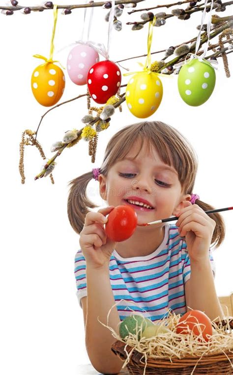 Girl Coloring Easter Eggs Stock Image Image Of Celebration 49535833