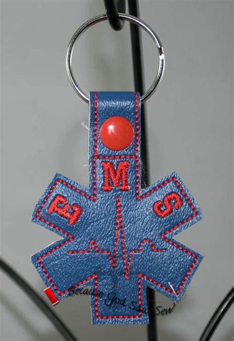 9 1 1 Responder Ems Key Chain First Responder Embroidered Keyring