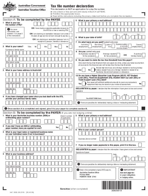 Tax File Number Declaration Form Fill Out Sign Online DocHub