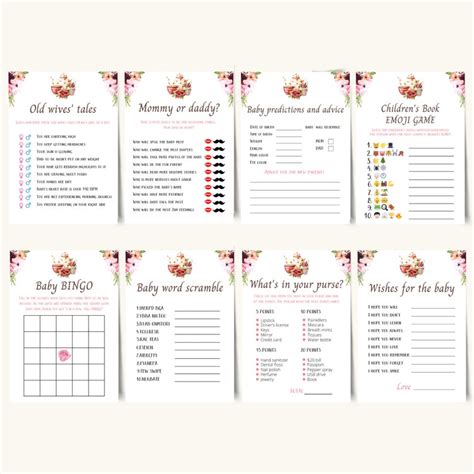 Tea Party Baby Shower Games Printable Afternoon Tea Baby Etsy