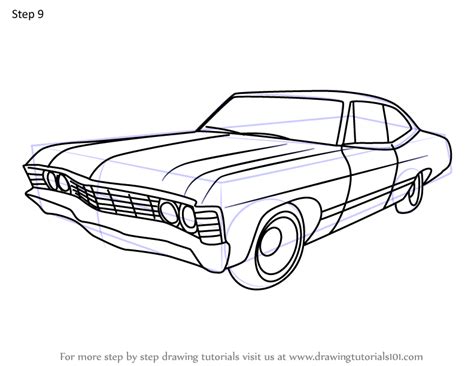 learn   draw  chevrolet impala vintage step  step drawing tutorials