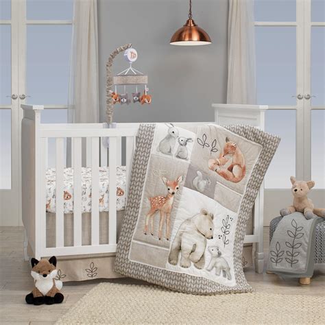 Buy Lambs And Ivy Painted Forest 4 Piece Crib Bedding Set Gray Beige