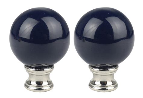 Urbanest Set of 2 Ceramic Ball Lamp Finials, 2-inch Tall, Navy Blue ...