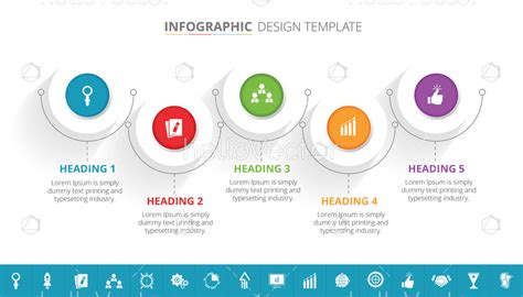 5 steps business process infographic template design with 16 extra