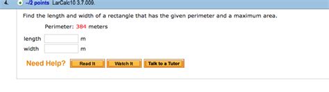 Write an equation to solve it. Solved: Find The Length And Width Of A Rectangle That Has ...