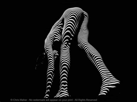 9808 Dja Contemporary Art Nude Zebra Woman Bending Down Long
