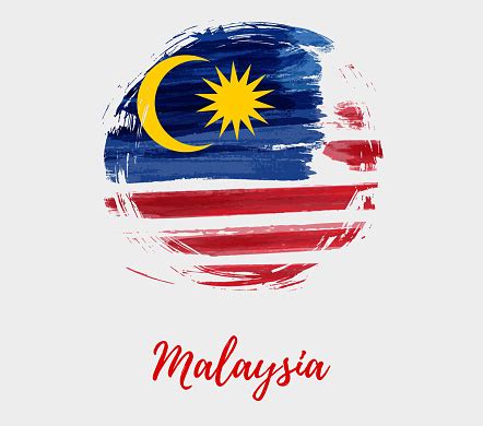 The national flag of malaysia has fourteen red and white alternate bands of same width. Malaysia Background With Flag In Round Grunge Shape Stock ...
