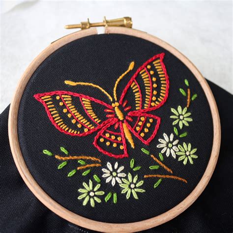 Butterfly Wall Art Hand Embroidery Butterfly Ts Modern Etsy Uk