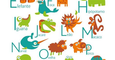 Portuguese Alphabet Poster With Animals From A To Z Big Poster 13x19