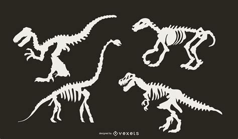 Dinosaur Skeleton Silhouette Set Vector Download