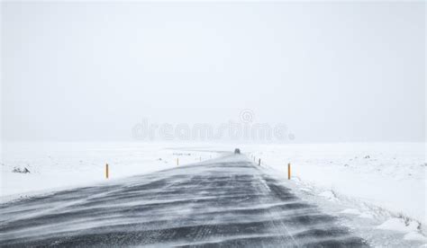 Road Covered With Snow Empty Winter Landscape Stock Photo Image Of