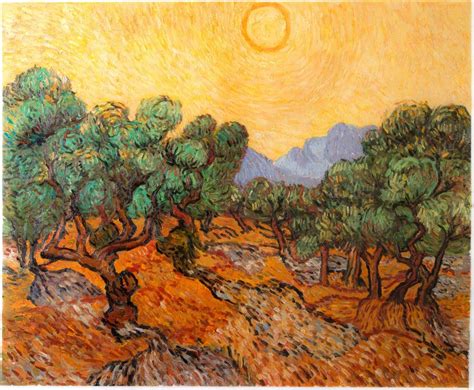 Olive Trees With Yellow Sky And Sun Van Gogh Studio