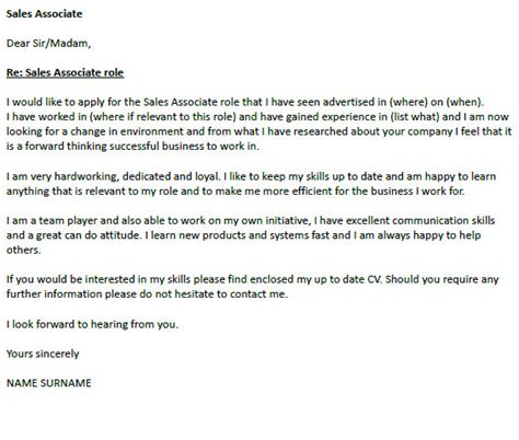 Cover letter for research associate with no experience. Cover Letter for Sales associate Position with No ...