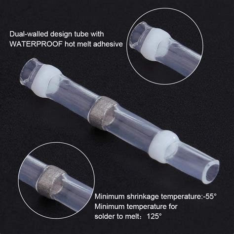 250pcs Solder Sleeve Heat Shrink Butt Waterproof 26 24 Awg Wire Splice