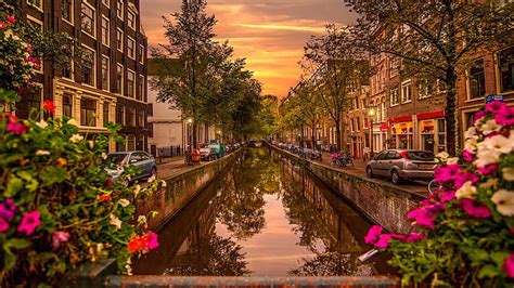 Hd Wallpaper Amsterdam Netherlands City River Reflection Building