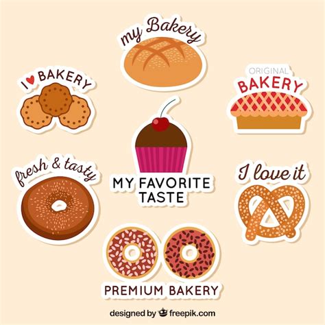 Free Vector Bakery Stickers Collection In Flat Style