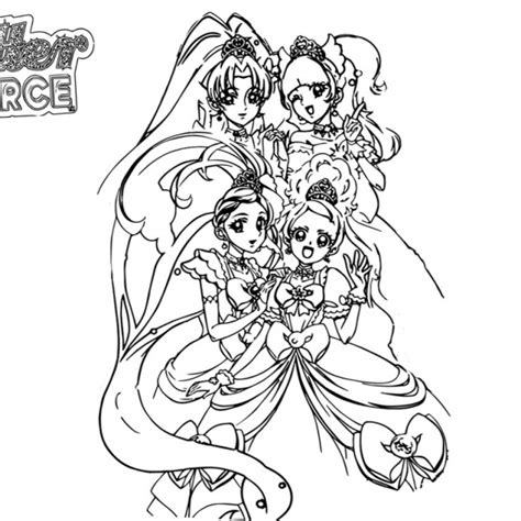 Glitter Force Coloring Pages Five Precure Girls Free Printable