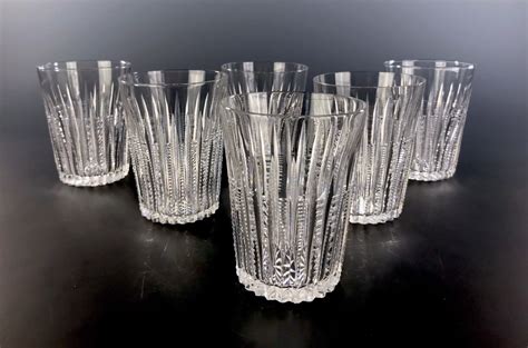 Antique American Brilliant Cut Glass Tumblers Beaded Prism Cutting Set Of 6 Abp