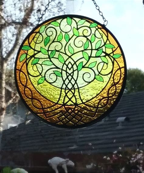 Tree Of Life Suncatcher Glass Suncatcher Stained Glass Look 6 Etsy