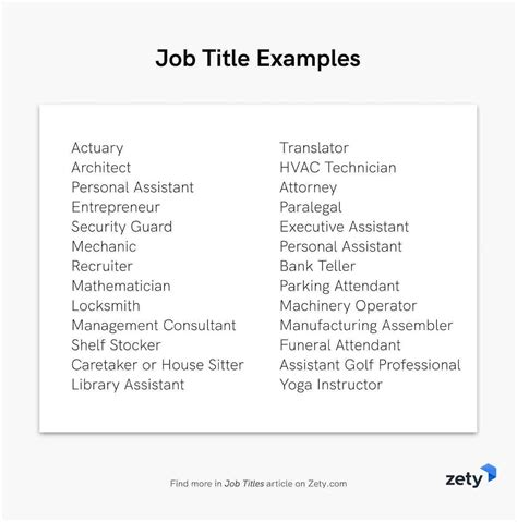 450 Job Titles For Professional Positions List Of Examples