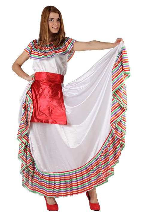 Gestreepte Mexicaanse Outfit Voor Vrouwen Volwassenen Kostuums En
