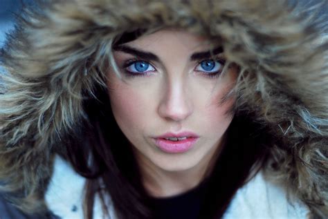wallpaper face women outdoors model long hair blue eyes looking at viewer fashion fur