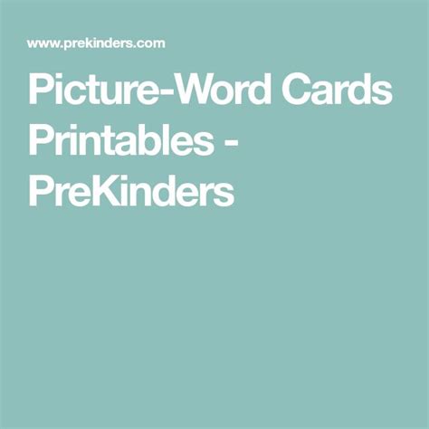 Picture Word Cards Printables Prekinders Word Cards Words Cards