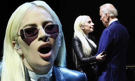 joe biden praises lady gaga for her bravery at rally against sexual assault daily mail online